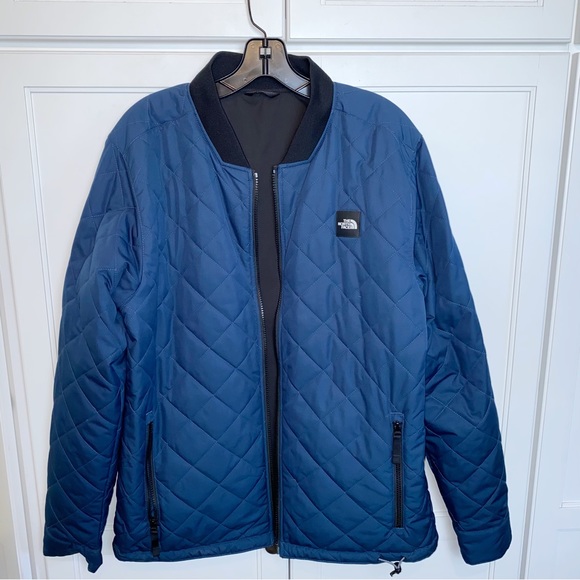 The North Face Mens Jester Reversible Quilted Bomber Jacket Medium Black Blue - Picture 4 of 16